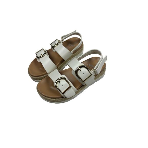 Girls Cat & Jack White Double Buckle Sandals Size 13 Slingback Espadrille - Picture 3 of 6